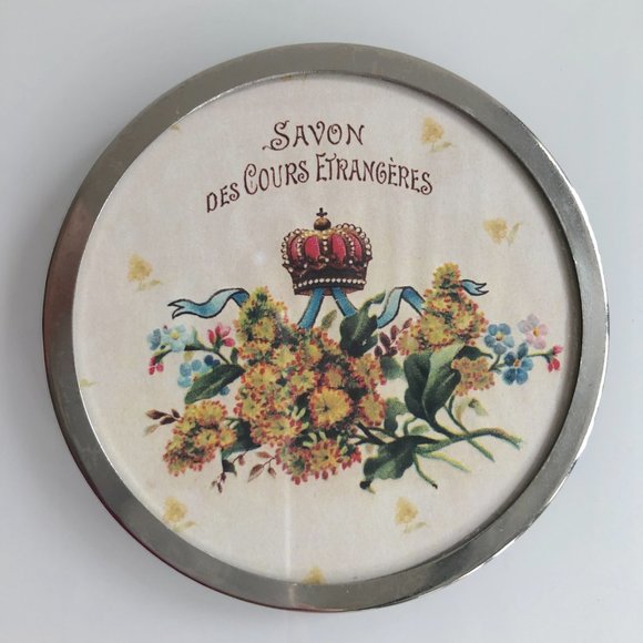 NWOT-PAIR Floral+Crown French Soap Label Coasters - Picture 2 of 5